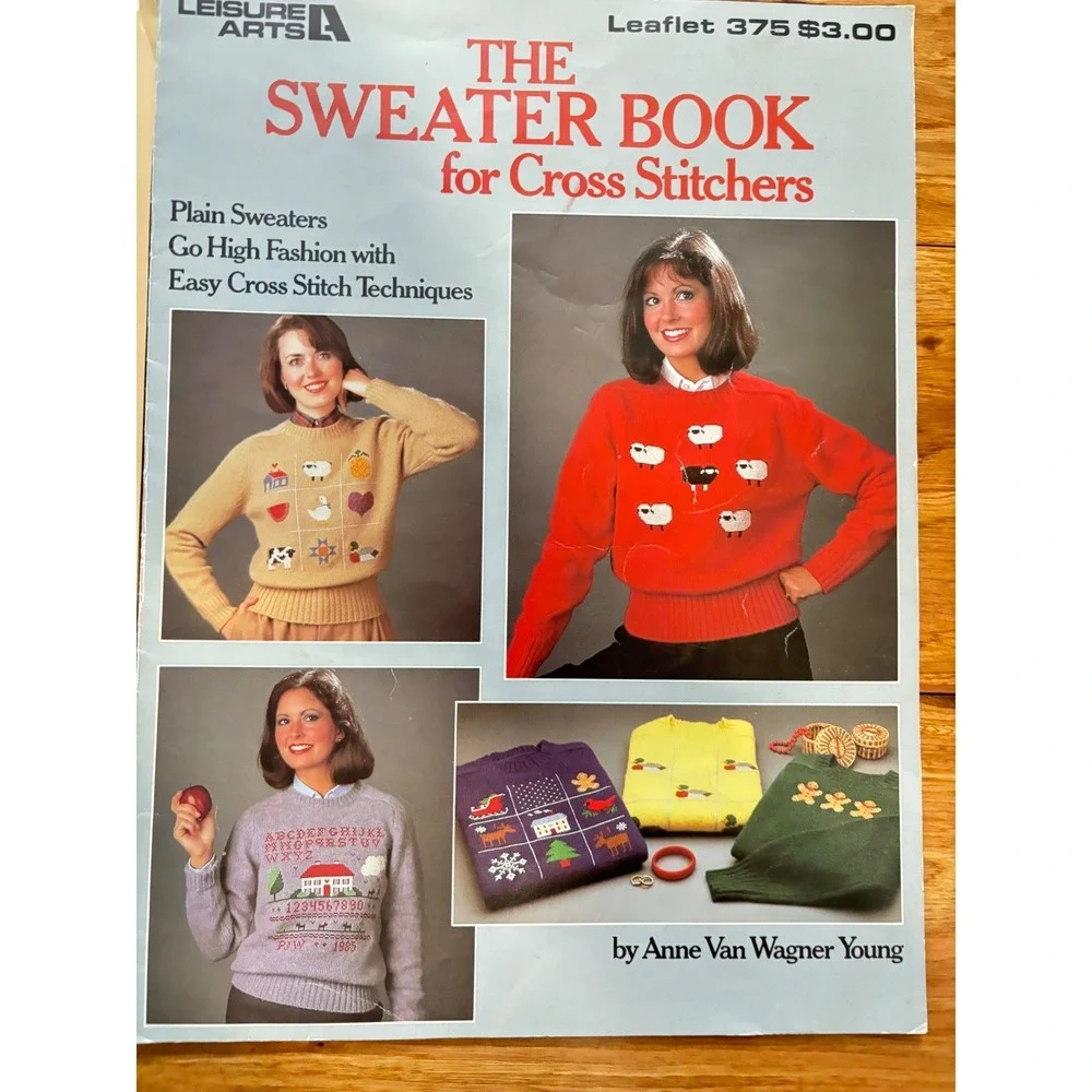 Leisure‎ Arts Cross Stitch Sweater Pattern Booklets Leaflets 375 426 Vintage 80s